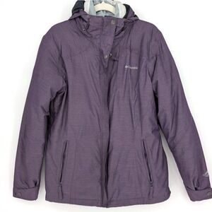 Columbia Omni Tech Purple Hooded Parka Jacket Large Outdoor Utility Layered Wmns
